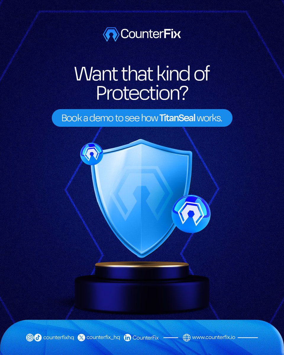 counterfix_hq's tweet image. Discover how TitanSeal can safeguard your brand and build trust with your customers. Book a demo now! #BrandProtection 

#CounterFix #TitanSeal  #Blockchain