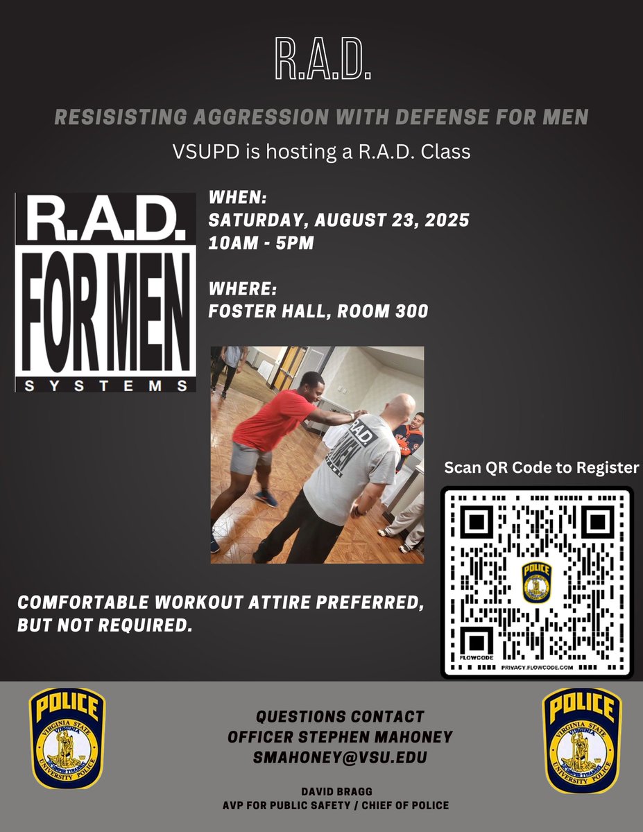 You can register today!!!
#vsupd
#radtraining 
#selfdefensetraining