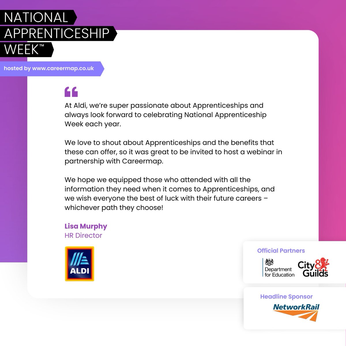 CareermapNews's tweet image. 🌟 #NationalApprenticeshipWeek is coming! 🌟

Last year, employers like Aldi showed why it is such a powerful platform to showcase opportunities &amp;amp; inspire future talent.

👉 Get involved: oliver@careermap.co.uk

#NAW2026 #EarlyCareers #EmployerBranding #Apprenticeships