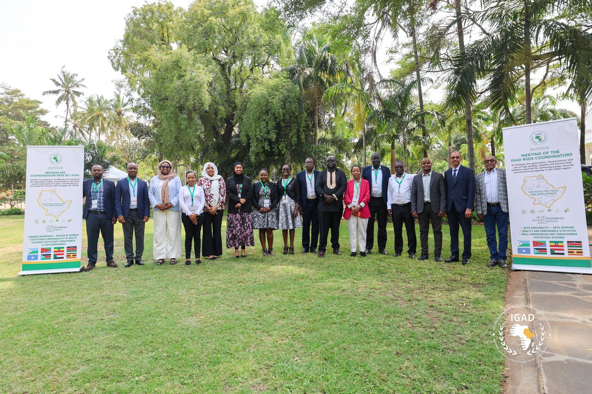 IGADsecretariat's tweet photo. Strengthening Data for Regional Integration: Day 1 of the IGAD RSDS Coordinator’s Meeting

IGAD has kicked off a 3-day coordination meeting with national coordinators to take stock of the first 5 years of the IGAD Regional Strategy for the Development of Statistics (RSDS)—the region’s first-ever statistical master plan.

The RSDS is building the foundations for credible, harmonised, and timely statistics that close data gaps, strengthen evidence-based decision-making, and drive peace, prosperity, and regional integration.

Dr. MacDonald Obudho, Director-General of the Kenya National Bureau of Statistics, applauded IGAD for establishing the RSDS Coordinators’ Working Group, calling it “an opportunity for peer learning, harmonisation, and alignment.”

Mr. Charles Ogolla, Head of the IGAD Statistics Unit, on behalf of the Director Dr. @AnthonyAwira, emphasised:
“The challenges facing our region demand decisions rooted in credible and timely data. We cannot afford data gaps or fragmented systems.” 📊

#IGADStatistics #RisingWithIGAD #RegionalIntegration