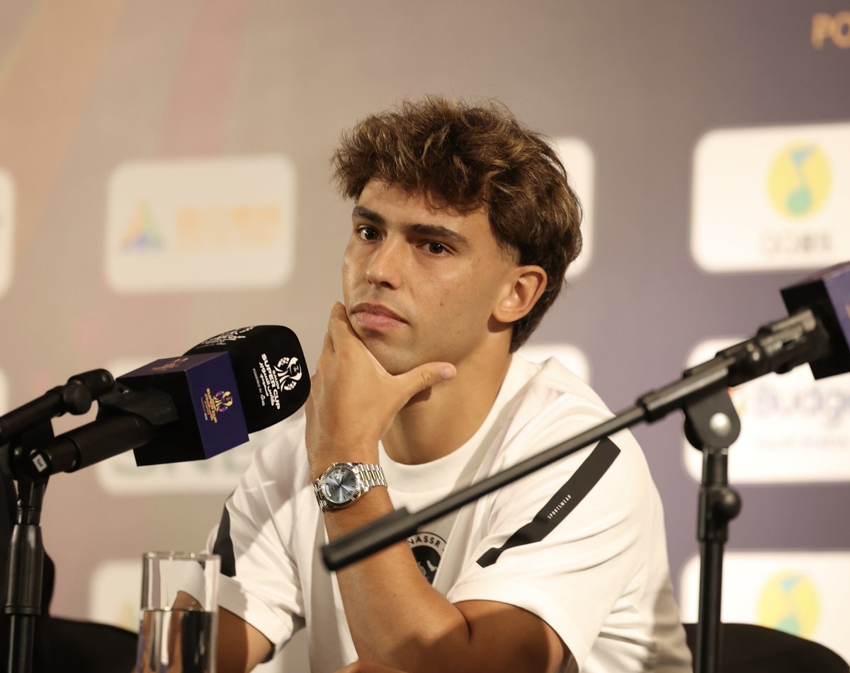 AlNassrFC's tweet image. " متشوّق لمباراتي الرسمية الأولى، وهدفنا تحقيق اللقب "
نجمنا الجديد جواو فيليكس يتحدّث عبر المؤتمر الصحفي 🎙️
#النصر_الاتحاد | #النصر_في_هونغ_كونغ