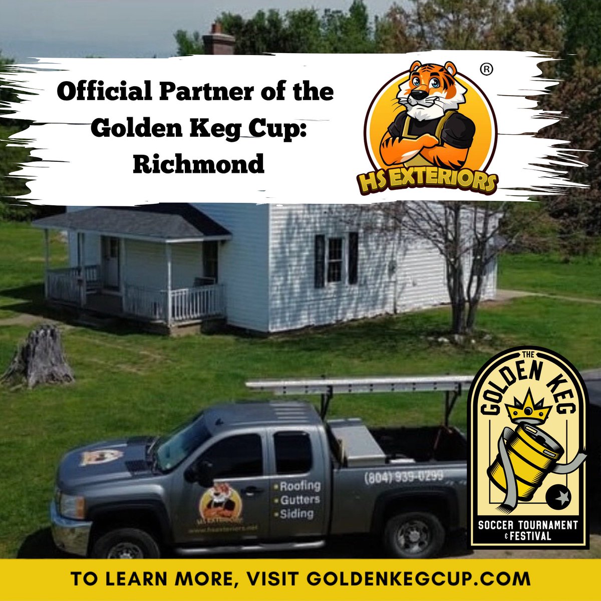 GoldenKegCup's tweet photo. We are excited to announce a new Partner for Golden Keg Cup: Richmond! Field C will be HS Exteriors Pitch! 🔥🤩 https://t.co/BHOCnNu1sN