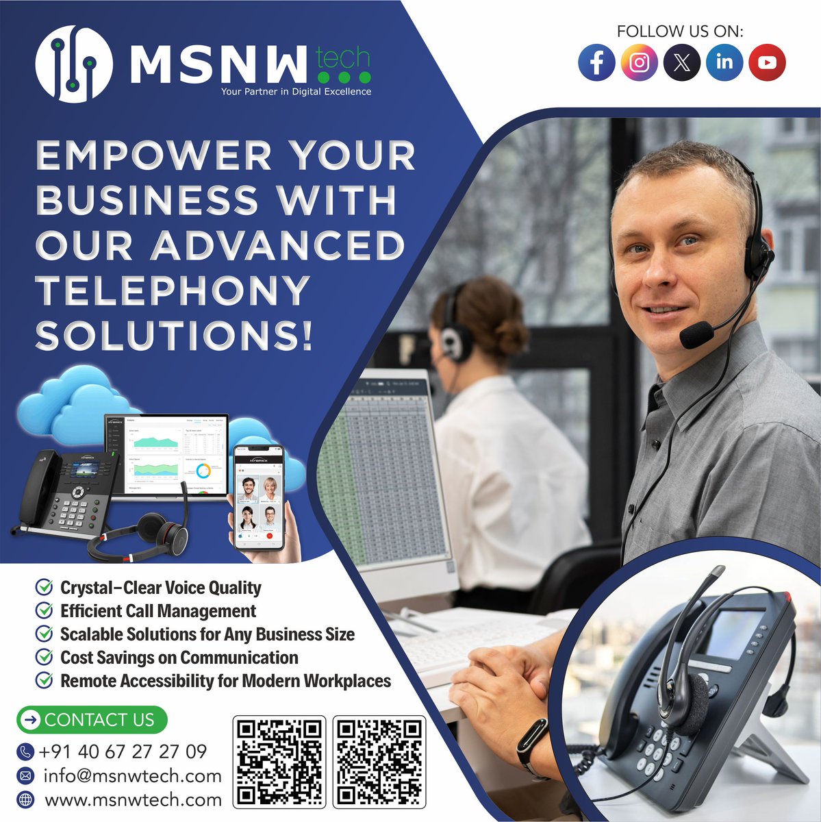 msnwtechpvtltd's tweet image. 📞 Empower Your Business with OUR Advanced Telephony Solutions!
📞 Call us now at +91 88869 13131,+91 83415 59649 or ✉️ Email us at info@msnwtech.com
#EPBX #BusinessSolutions #CommunicationTechnology #MSNWTech #SmartCommunication #TelephonySolutions