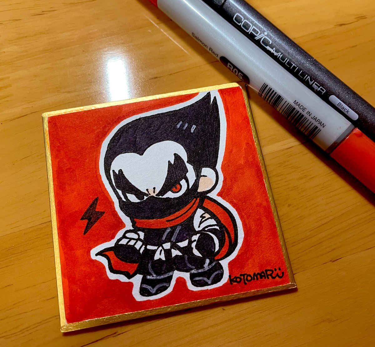 久々のアナログ。ミニ色紙((φ(-ω-)ｶｷｶｷ
自分の2頭身と描き方に丁度良い🙌✨
#一八の日　　一応一八なのでタグも失礼いたしまして💃