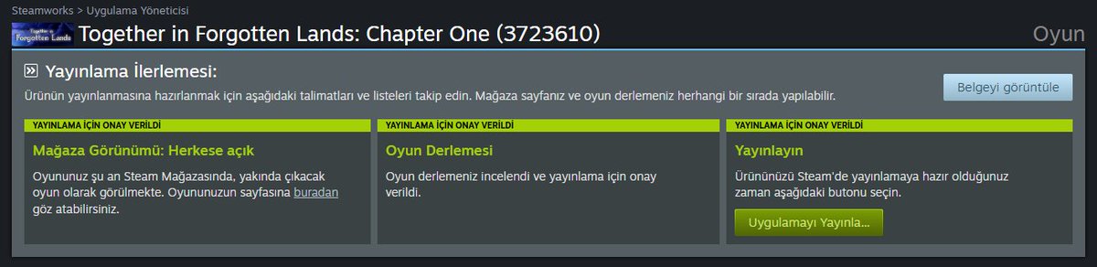 30 dakika sonra 10 aydır basmadığım "Uygulamayı Yayınla" tuşuna tekrar basacağım, utanmamak ve gurur duymak ümidiyle. Akşam 6'da yayında olacak co-op puzzle oyunumuza oynayıp olumlu inceleme bırakırsanız çok sevinirim <3

store.steampowered.com/app/3723610/To…