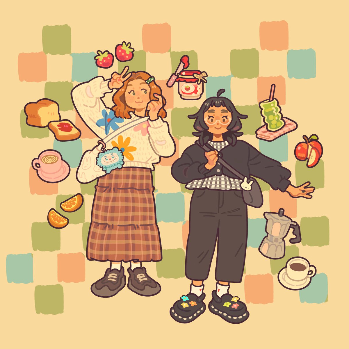went for coffee the other day with my friend!! we looked very cute heheh 🍮🍓☕️🧋🍰