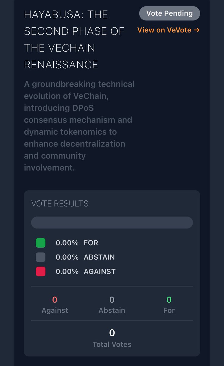 Splendid.vet Ⓥ (@splendidmite) on Twitter photo FYI For node holders currently delegating their nodes to <a href="/veDelegate/">veDelegate</a> you can now vote for Hayabusa within the App without undelegating your node! 🔥
No excuses not to vote! 🗳️ FYI For node holders currently delegating their nodes to <a href="/veDelegate/">veDelegate</a> you can now vote for Hayabusa within the App without undelegating your node! 🔥
No excuses not to vote! 🗳️
