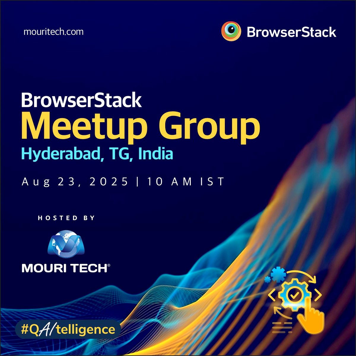 mouritech's tweet photo. MOURI Tech is delighted to host the BrowserStack QA Meetup โ Hyderabad, TG, India on Aug 23, 2025, uniting QA experts, automation specialists, and tech leaders to share insights, explore AI-powered testing, and foster innovation.
#MOURITech | #BrowserStack | #QualityEngineering https://t.co/8SE4g50kcd