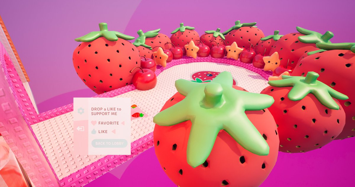 BloomStudioUEFN's tweet photo. New Strawberry Obby levels coming soon 🍓 Don’t miss the secret code for BIG XP! 🔥 

#Fortnite #UEFN #StrawberryObby #FortniteCreative #MadeInUEFN https://t.co/S3NpnKZfrh