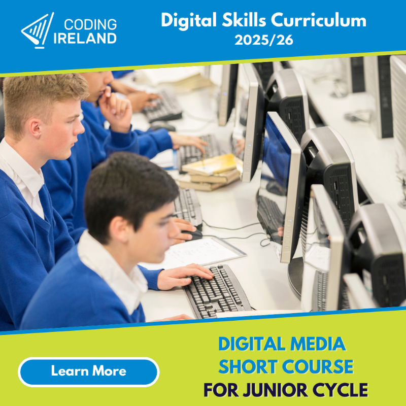 codingireland's tweet photo. From AI to online safety—our Digital Media Literacy short course gives students the skills to thrive online.