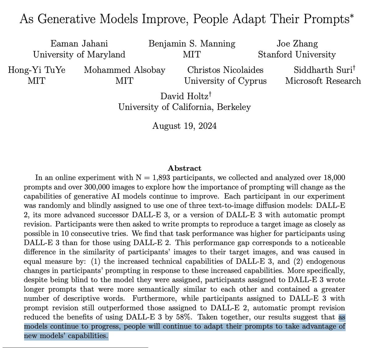 This paper reveals a severe limitation of our understanding of AI.  As AI becomes more capable, we begin to understand prompting better. Why?  This is because prompt engineering (and context engineering) is about meta-cognition.