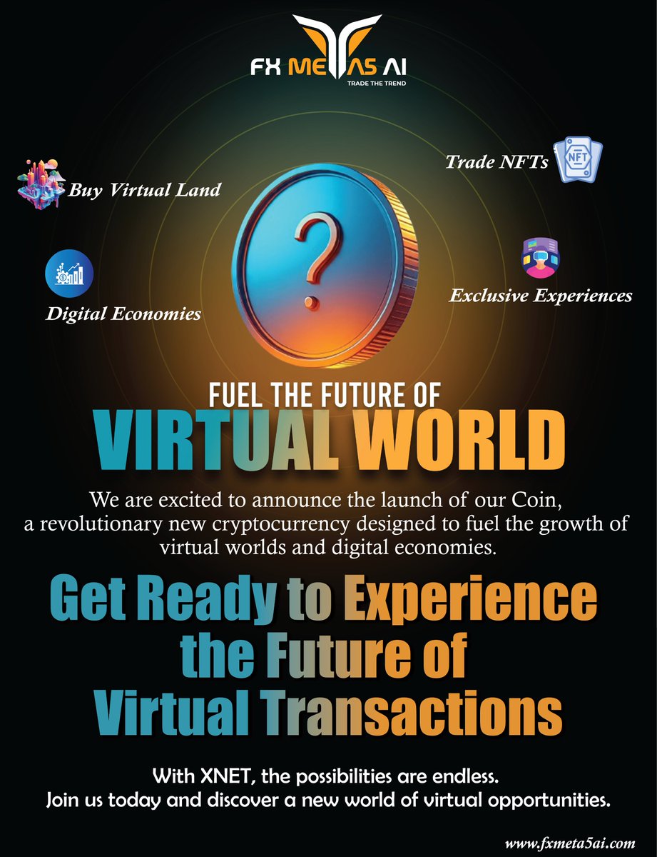 fxmeta5ai's tweet photo. "Get ready to revolutionize the way you interact with virtual worlds! the ultimate cryptocurrency for buying virtual land, trading NFTs, and experiencing exclusive digital experiences. Join the future of virtual transactions today! #fxmeta5ai #VirtualCurrency #DigitalEconomy https://t.co/EVoBI5zHtO