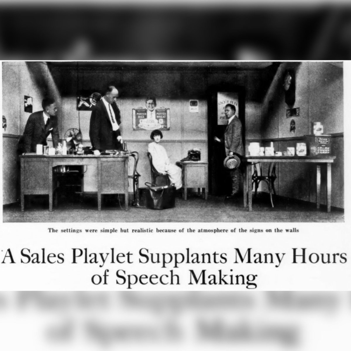 SalesHistorian's tweet image. At the Todd Protectograph Sales Kickoff in 1924, they believed doing a sales play was infinitely more effective than having someone teach or do a speech about objection handling. &quot;90% of buyers&apos; objections handled in fifty minutes.&quot; 
#salestips #objectionhandling