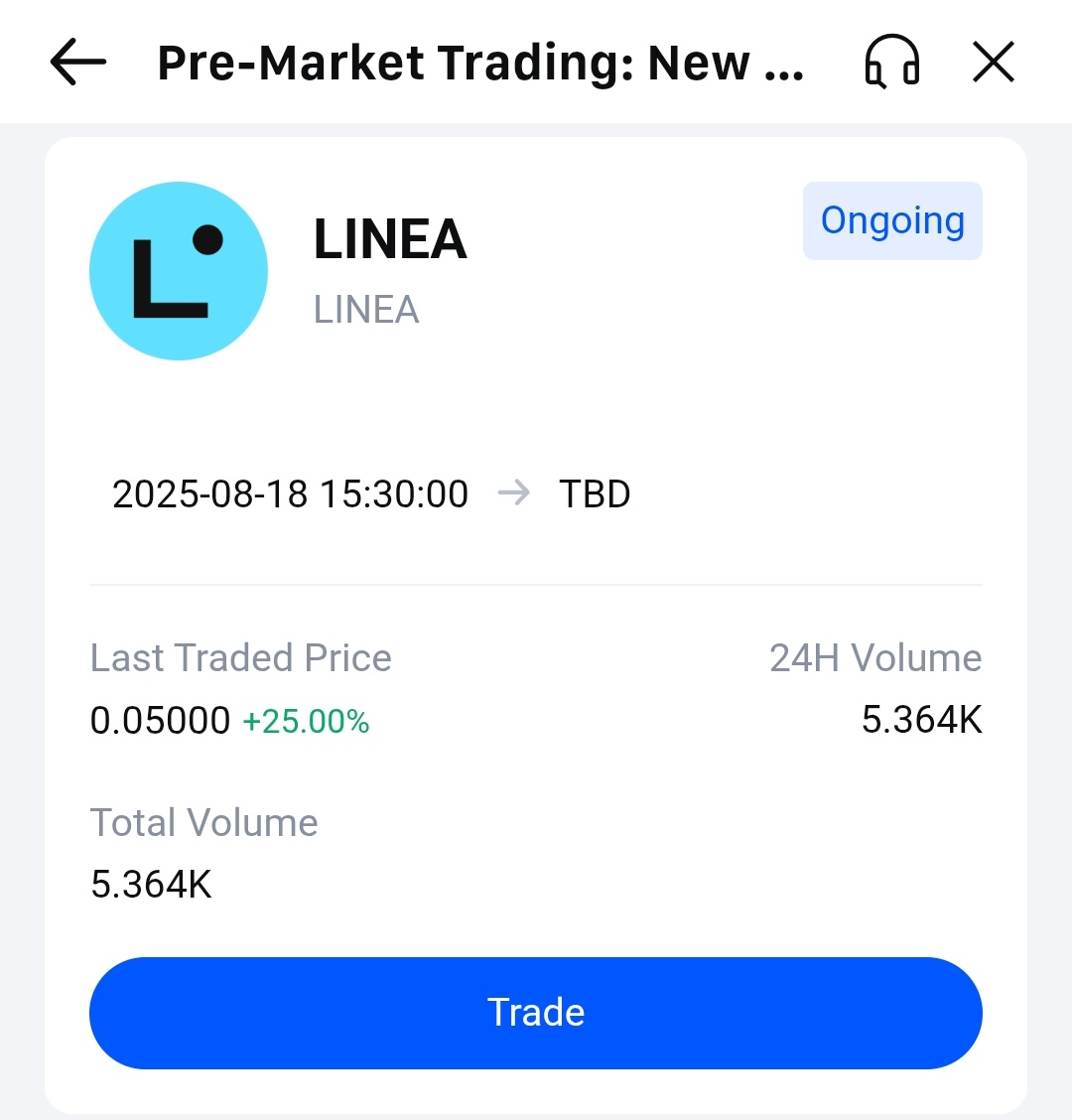 👀 #LINEA just listed on MEXC Pre-Market 🚀 @DeclanFox14 Price: $0.05  (+25%) @LineaBuild 🔥 Pre-market $LXP #Linea #LXP