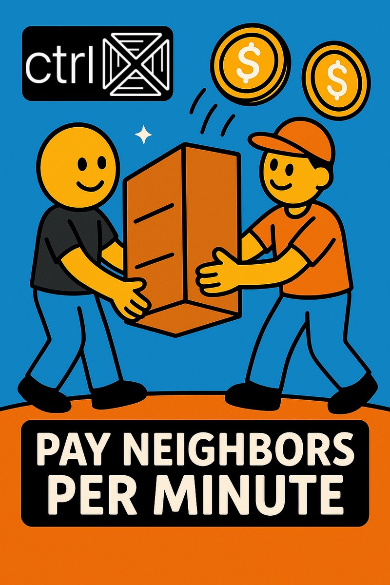 CtrlX_Crypto's tweet photo. 🚪 Pay Your Neighbor for Helping Move Furniture

A couch stuck in the hallway. Two flights of stairs ahead. Your neighbor offers to help.

But how do you settle it? Cash feels awkward. Promises feel vague.

With CtrlX, you control the timer. The stream starts when your neighbor begins lifting and stops the moment the couch is in place. Payment flows instantly in USDC — clear, transparent, and fair.

You pay only for real help, down to the minute. No awkward debts, no overpaying.

#NeighborhoodHelp #MicroPay #FairPay