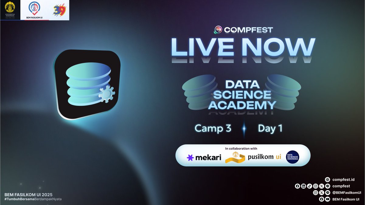 COMPFEST's tweet image. Selamat Malam, TechOvers!

Saat ini sedang dilangsungkan Data Science Academy COMPFEST 17 Camp 3 - Day 1. Ikuti keseruannya melalui Instagram dan Twitter kami di,

Instagram: instagram.com/compfest
Twitter: x.com/compfest

#BrillianceThroughAdaption
#Academy
#COMPFEST17