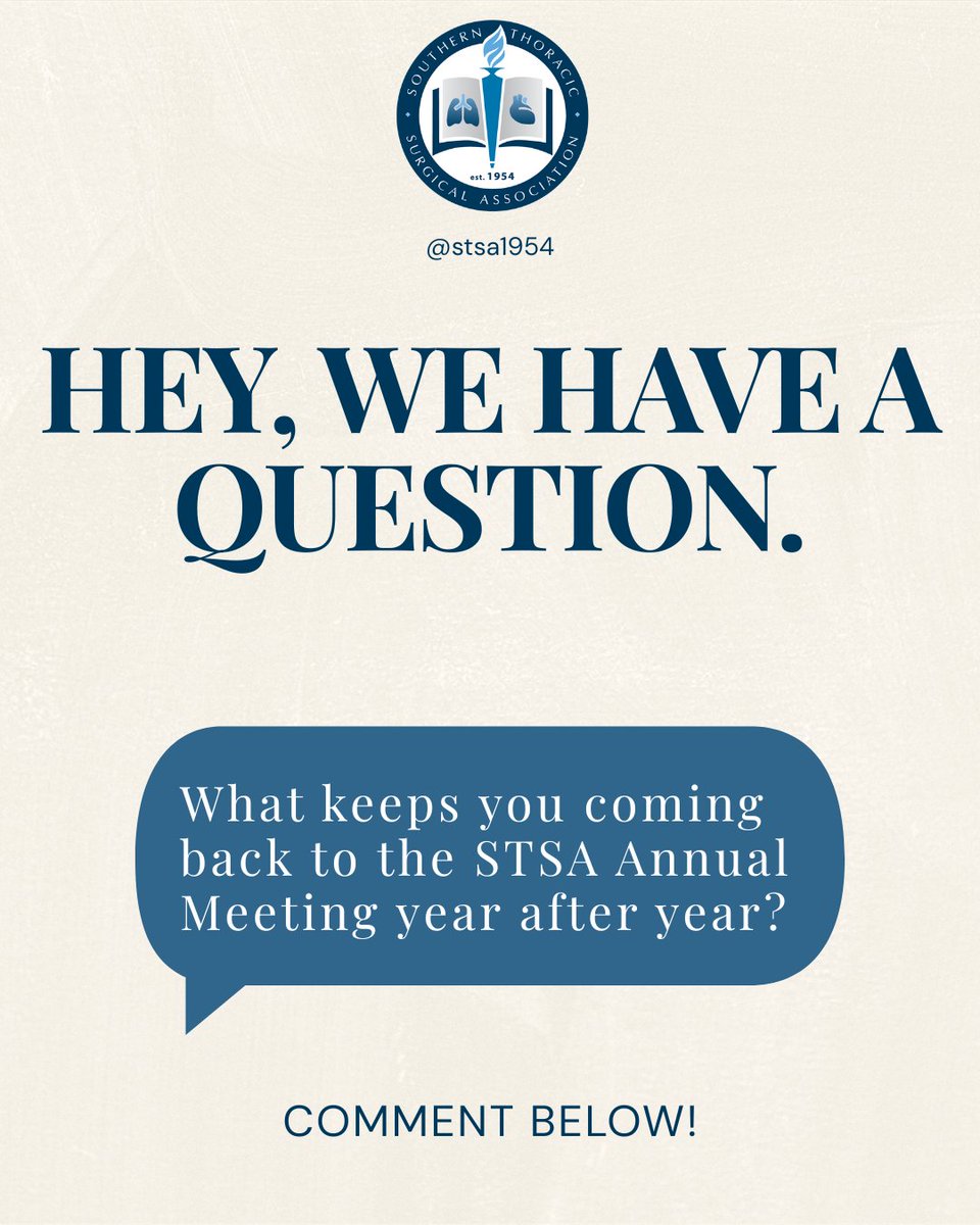 We want to hear from YOU! What is your favorite part of the STSA meeting? What keeps you coming back year after year? Quote tweet or reply to this and let us know!