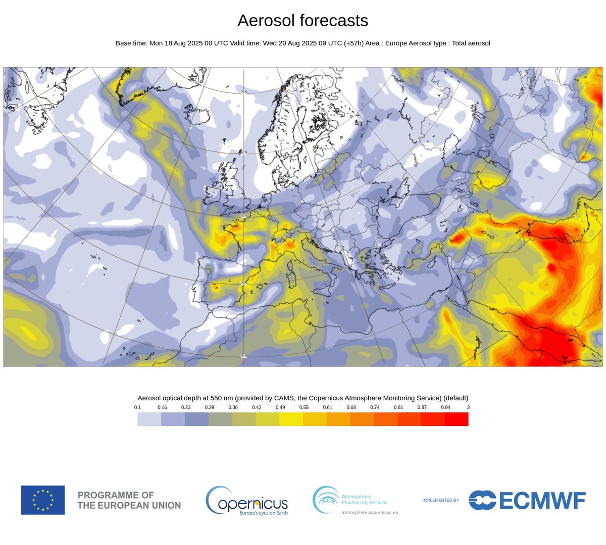 Différents types d'aérosols (particules fines suspendues dans l'atmosphère), dont du sable du Sahara et la fumée des incendies du Portugal/Espagne, sont encore attendus jusqu'à mercredi en Seine-Maritime. 

On attend un ciel très nuageux/couvert entre mardi et mercredi, ça sera
