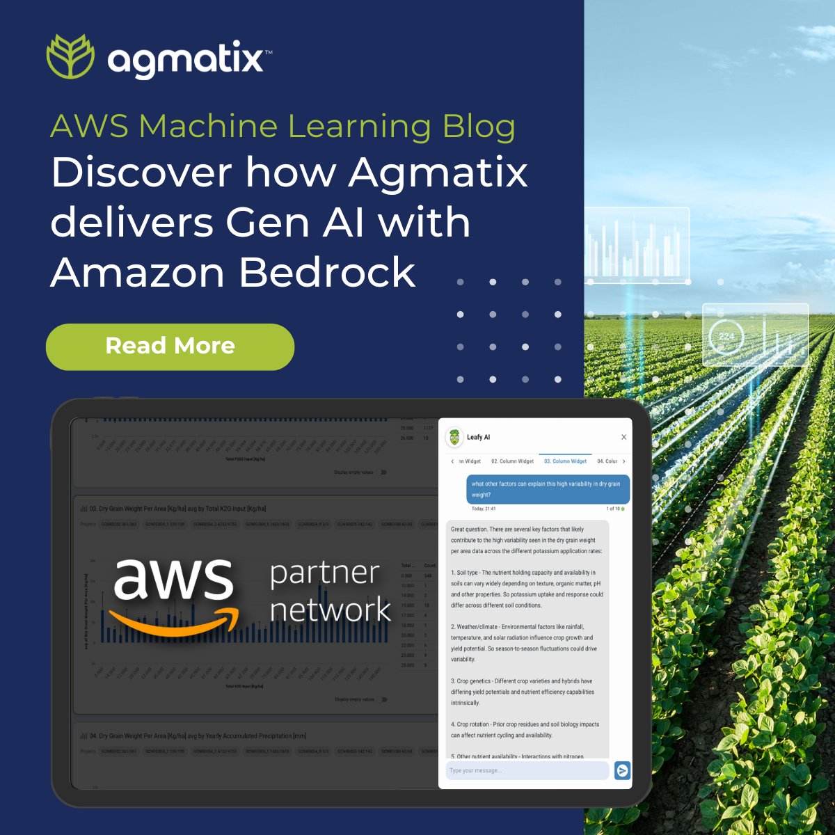 Agmatix (@agmatixhq) on Twitter photo 𝗔𝗴𝗺𝗮𝘁𝗶𝘅 + 𝗔𝗪𝗦: 𝗣𝗼𝘄𝗲𝗿𝗶𝗻𝗴 𝗔𝗴𝗧𝗲𝗰𝗵 𝗜𝗻𝗻𝗼𝘃𝗮𝘁𝗶𝗼𝗻 >> hubs.li/Q03wfqz30
Powered by <a href="/AWS/">Amazon Web Services</a>, our advanced solutions enable clients to innovate faster, make smarter decisions, and lead the way in sustainable agriculture. 𝗔𝗴𝗺𝗮𝘁𝗶𝘅 + 𝗔𝗪𝗦: 𝗣𝗼𝘄𝗲𝗿𝗶𝗻𝗴 𝗔𝗴𝗧𝗲𝗰𝗵 𝗜𝗻𝗻𝗼𝘃𝗮𝘁𝗶𝗼𝗻 >> hubs.li/Q03wfqz30
Powered by <a href="/AWS/">Amazon Web Services</a>, our advanced solutions enable clients to innovate faster, make smarter decisions, and lead the way in sustainable agriculture.