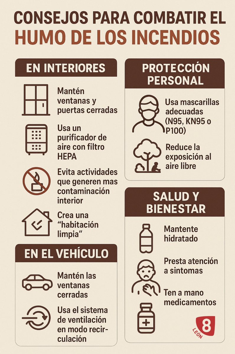 🔥 CONSEJOS PARA COMBATIR EL HUMO DE LOS INCENDIOS 🔥 
<a href="/La8Leon/">La8 LEÓN</a>