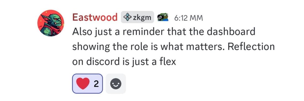 Don’t get lost in Discord flexes. The real alpha is on the dashboard that’s where roles matter.

Nevertheless, we can still grind for some roles on discord to standout.

Interoperability is the key
zkba5ed is inevitable
$U is the ticker

Zkgm