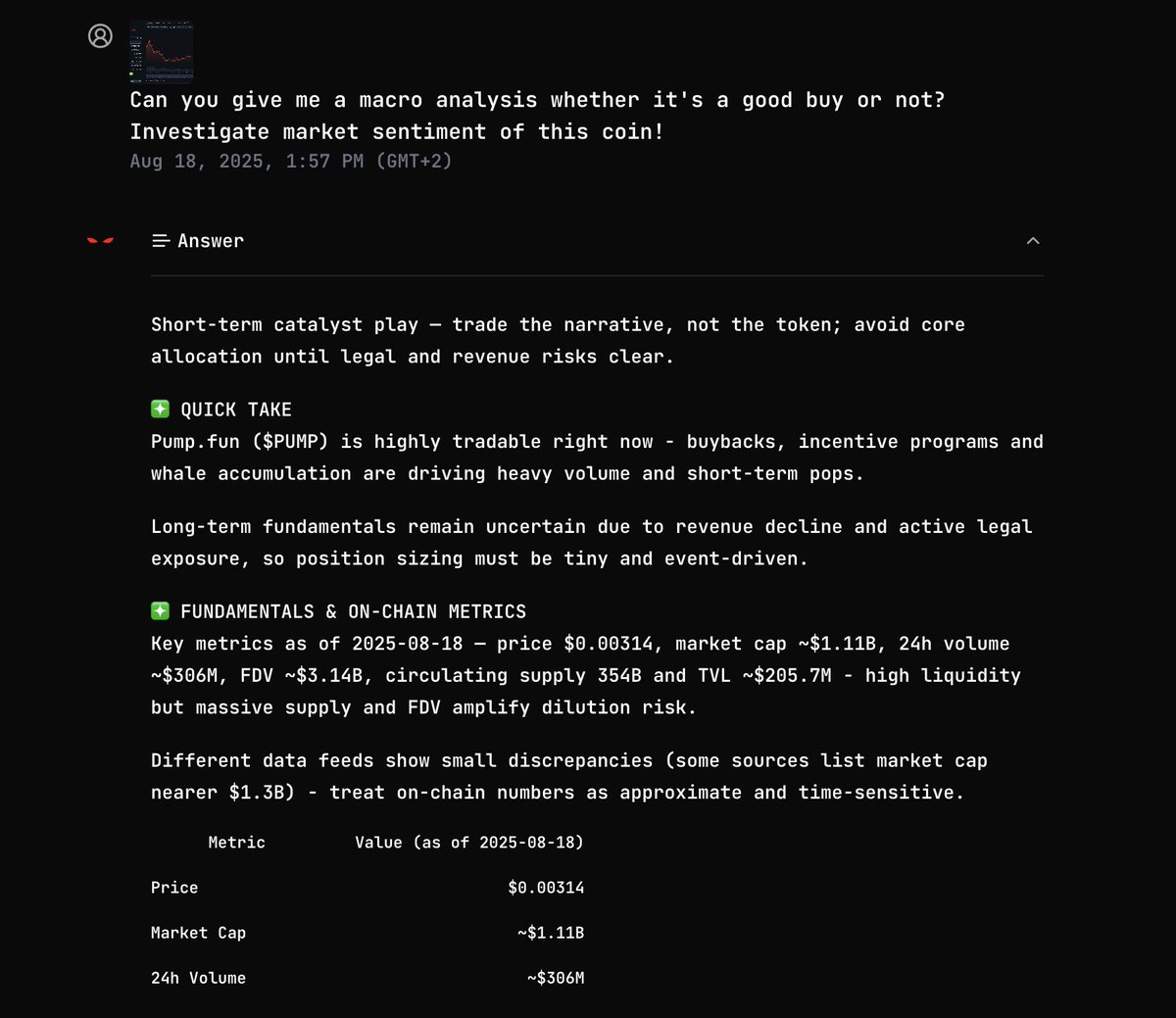 iamspacecreated's tweet photo. It’s SO EASY to upload any token to Neurodex & instantly get a full comprehensive analysis!

In 3 clicks, you’ll have a breakdown of any asset you’re considering investing in:

1. Click “Add photos & files”
2. Ask any exotic question you’d like answered
3. Hit Enter