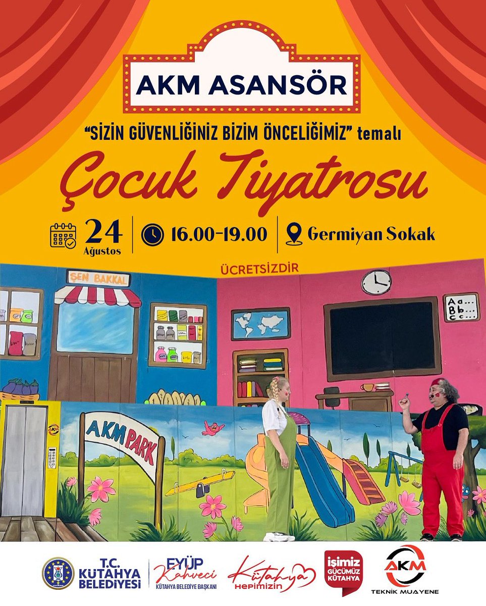 kutahyabel's tweet photo. 📢 Kütahya Belediyemiz ile AKM Teknik Muayene iş birliğiyle düzenlediğimiz "Sizin Güvenliğiniz Bizim Önceliğimiz" temalı çocuk tiyatrosunda buluşalım. 🎭
📍 Germiyan Sokak
🗓️ 24 Ağustos 2025
🕐 16.00 - 19.00
Tüm çocuklarımızı ve ailelerimizi bekliyoruz. 🙏🏻 https://t.co/NERT09Tj76