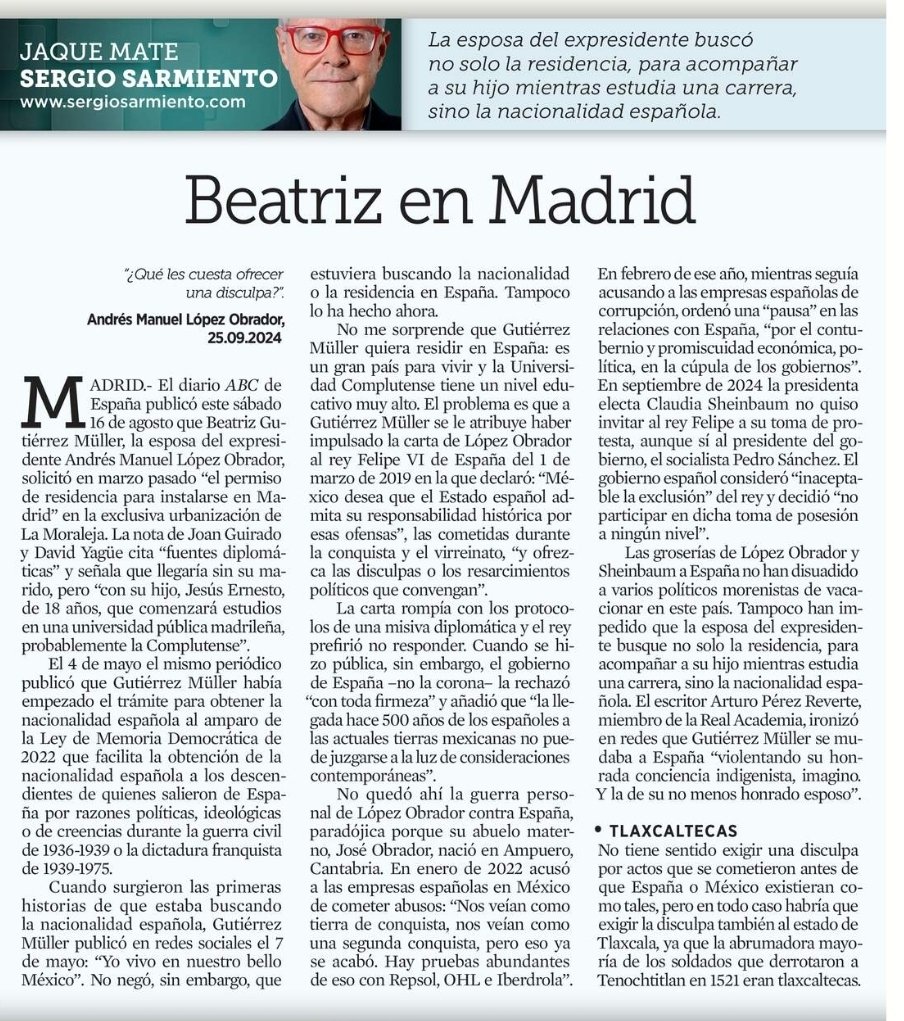 Melissa Ⓜ️ (@melissa_bely) on Twitter photo ¡Zas!
En el mero H0CĮC0
Dejaron sin DIENTES a AMLO, a la Zopilota y de paso a la greñuda de Luisa María Alcalde
Beatriz Gutiérrez Müller no es una mujer extraordinaria... es una simple oportunista y vividora.
Lean la columna de Sergio Sarmiento.
👇 ¡Zas!
En el mero H0CĮC0
Dejaron sin DIENTES a AMLO, a la Zopilota y de paso a la greñuda de Luisa María Alcalde
Beatriz Gutiérrez Müller no es una mujer extraordinaria... es una simple oportunista y vividora.
Lean la columna de Sergio Sarmiento.
👇