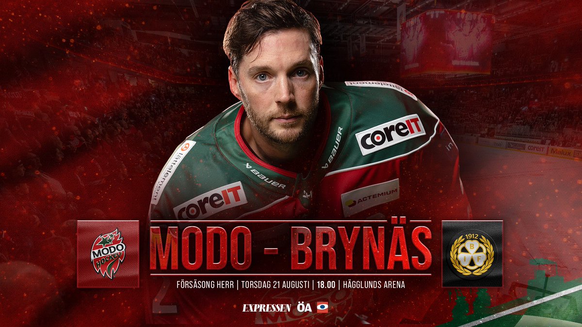 På torsdag spelar vi hemma, mot Brynäs, och vi hoppas att just du vill vara på plats i Hägglunds Arena! 🫵

Säkra biljett här: secure.tickster.com/6ejyn6t0cvvrf52

Matchen har nedsläpp klockan 18.00 och arenan öppnar en timme innan dess.

#modose