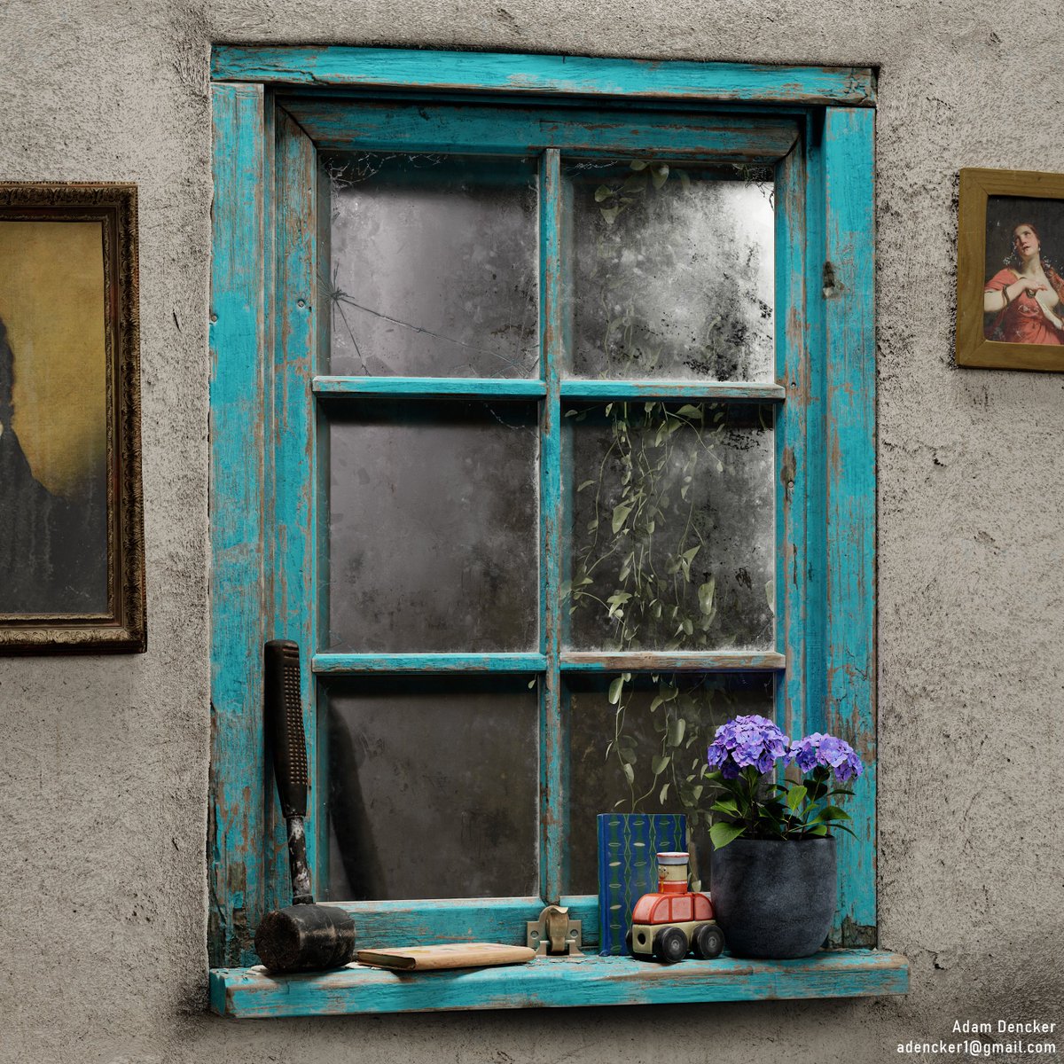 I recently wrapped up a lil study of a window I've been working on for a while. It was fun to go back to some detail work and make a prop during my free time. More images on Artstation! artstation.com/artwork/Zlgwk8 

#gameart #MadeWithSubstance #MarmosetToolbag