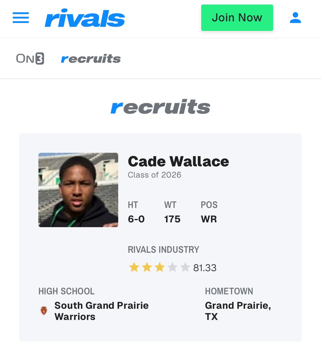 Cade Wallace โDeuceโ โ (@cadewallace2026) on Twitter photo #AGTG BLESSED to be RANKED a 3โญ๏ธ !!
<a href="/Coach_DeLay/">Laban DeLay</a> <a href="/coachphilvc/">Coach Van Cleave</a> <a href="/CoachC_Osunde/">C.O.365 Training</a> <a href="/CoachJ_O/">Coach J.O.</a> <a href="/samspiegs/">Sam Spiegelman</a> <a href="/adamgorney/">Adam Gorney</a> <a href="/MikeRoach247/">Mike Roach</a> <a href="/SWiltfong_/">Steve Wiltfong</a> <a href="/DemetricDWarren/">Demetric D. Warren</a> <a href="/On3sports/">On3</a> <a href="/Rivals/">Rivals</a> #AGTG BLESSED to be RANKED a 3โญ๏ธ !!
<a href="/Coach_DeLay/">Laban DeLay</a> <a href="/coachphilvc/">Coach Van Cleave</a> <a href="/CoachC_Osunde/">C.O.365 Training</a> <a href="/CoachJ_O/">Coach J.O.</a> <a href="/samspiegs/">Sam Spiegelman</a> <a href="/adamgorney/">Adam Gorney</a> <a href="/MikeRoach247/">Mike Roach</a> <a href="/SWiltfong_/">Steve Wiltfong</a> <a href="/DemetricDWarren/">Demetric D. Warren</a> <a href="/On3sports/">On3</a> <a href="/Rivals/">Rivals</a>