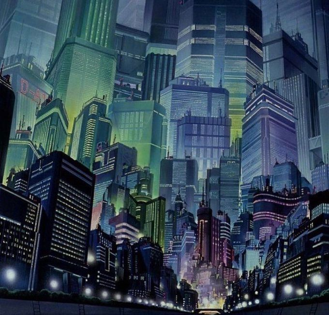 FedeItaliano76's tweet photo. Hand-painted Neo-Tokyo from Akira (1988), arguably the most influential anime film of all time https://t.co/LTaXj6fpqb