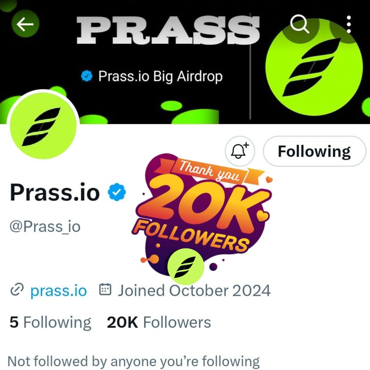 🚀 20,000 STRONG! 🚀

The PRASS family just hit 20K followers — and this is only the beginning 💎

Thank you for all the love &amp; support ❤️

💰 Backed by $234M

⛏️ Mining + Referral rewards

🎁 Airdrop is coming VERY soon

Grass was big.

PRASS will be BIGGER.

👉 Be ready. Be