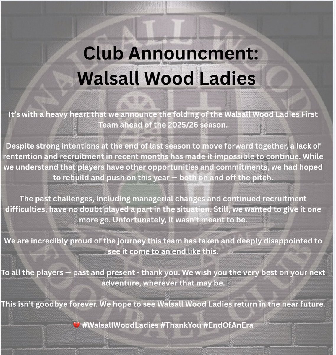 💔💔 End of an Era for now! Thank you to past and present players!  #ftgotw