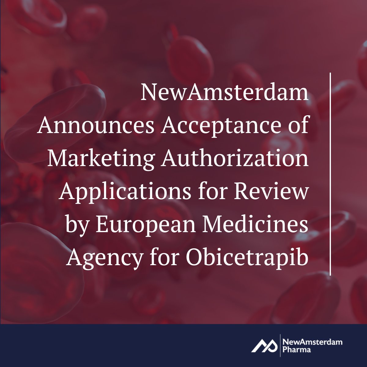 NewAmsPharma's tweet photo. The Marketing Authorization Applications for obicetrapib monotherapy and the obicetrapib-ezetimibe combination have been accepted for review by the European Medicines Agency. We look forward to continuing to work with our partners at Menarini to potentially bring these investigational drug therapies to patients in Europe. https://t.co/TEDV9UNr91