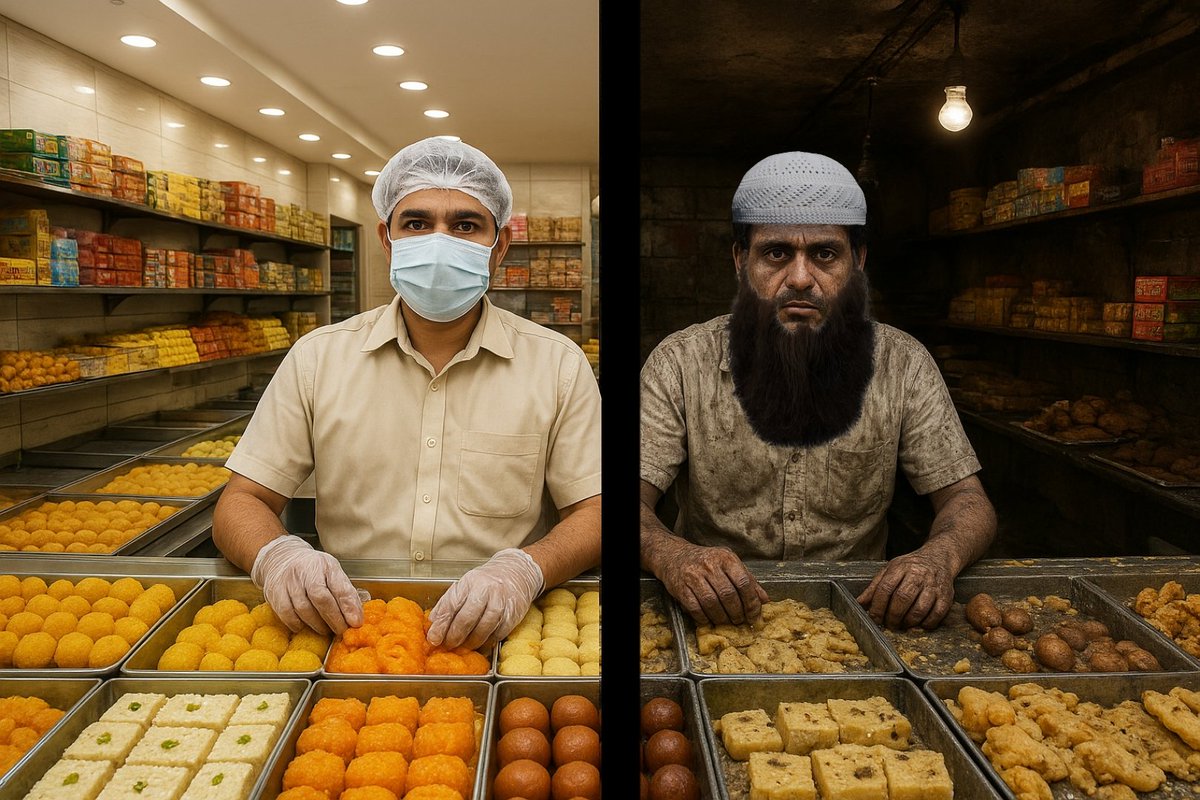 dalit_bha's tweet photo. Marwaris                       Muslims 
Sweet Shop                 Sweet Shop https://t.co/89uEF3MM1k