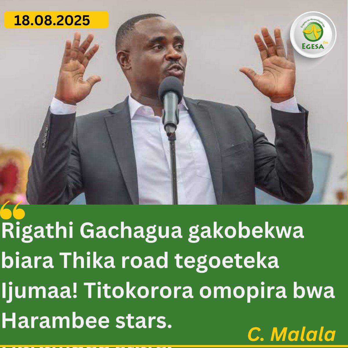 Titokorora omopira bwa Harambee Ijumaa Rigathi Gachagua aise kobekwa biara. #EgesaDigital