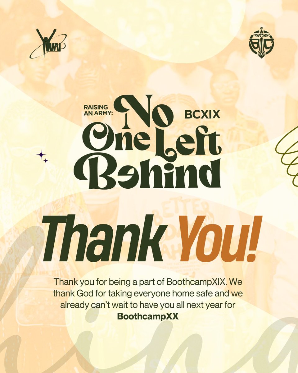 What a journey it has been 🙌✨ Thank you for being a part of Boothcamp XIX! We’re grateful to God for taking everyone home safely, and our hearts are already expectant for Boothcamp XX. See you next year! 💚 

#YWAP 
#boothcampxix 
#nooneleftbehind 
#boothcampxx