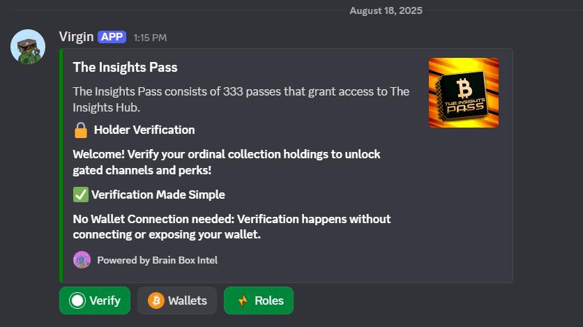 Classic Man (@classicmantweet) on Twitter photo gm legends!
i just finished setting up "virgin" by <a href="/brainboxintel/">Brain Box Intel</a> for the insights hub by <a href="/NealinNFT/">Neal E. | Mr. Insights</a>
it's a great verification tool for ordinals collections. i love that you don't need to connect your wallet to get verified.
they've got great suppport too. gud tek imo gm legends!
i just finished setting up "virgin" by <a href="/brainboxintel/">Brain Box Intel</a> for the insights hub by <a href="/NealinNFT/">Neal E. | Mr. Insights</a>
it's a great verification tool for ordinals collections. i love that you don't need to connect your wallet to get verified.
they've got great suppport too. gud tek imo