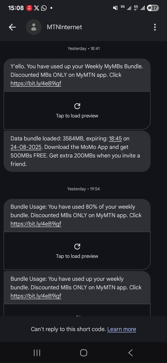 SsemataR's tweet photo. @mtnug Dear @mtnug @MTN. Please explain how I bought data at 18:41 worth 10,000 (3.5GBS) and at 19:54 the data was used up yet all my auto updates including apps and software update are done using WIFI. I have tried contacting you multiple times but you have decided to block my calls. https://t.co/Pqi8wPrzNW
