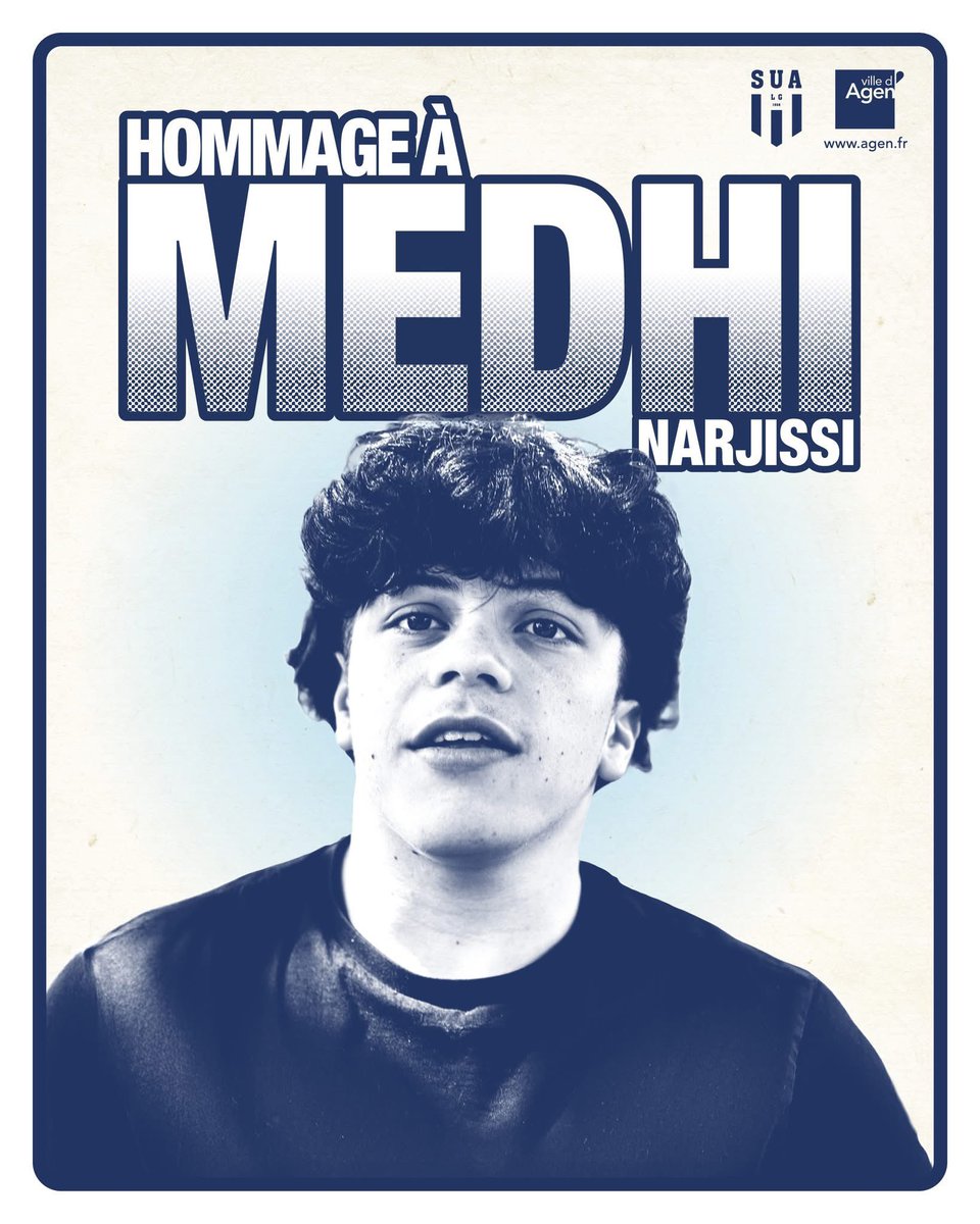 Ville d'Agen 🇫🇷🇪🇺🇺🇦 (@villeagen) on Twitter photo Supporters, camarades, amis…
La Ville d’Agen et le <a href="/agen_rugby/">Agen Rugby - SUA LG</a> vous convient à un moment d’hommage en mémoire de Medhi Narjissi.
🗓 Le 24 août à 10h
📍 Plaine des sports Philippe Sella (Annexe 2), Rue de Lille
Un temps de recueillement et de mémoire partagé en son honneur. Supporters, camarades, amis…
La Ville d’Agen et le <a href="/agen_rugby/">Agen Rugby - SUA LG</a> vous convient à un moment d’hommage en mémoire de Medhi Narjissi.
🗓 Le 24 août à 10h
📍 Plaine des sports Philippe Sella (Annexe 2), Rue de Lille
Un temps de recueillement et de mémoire partagé en son honneur.