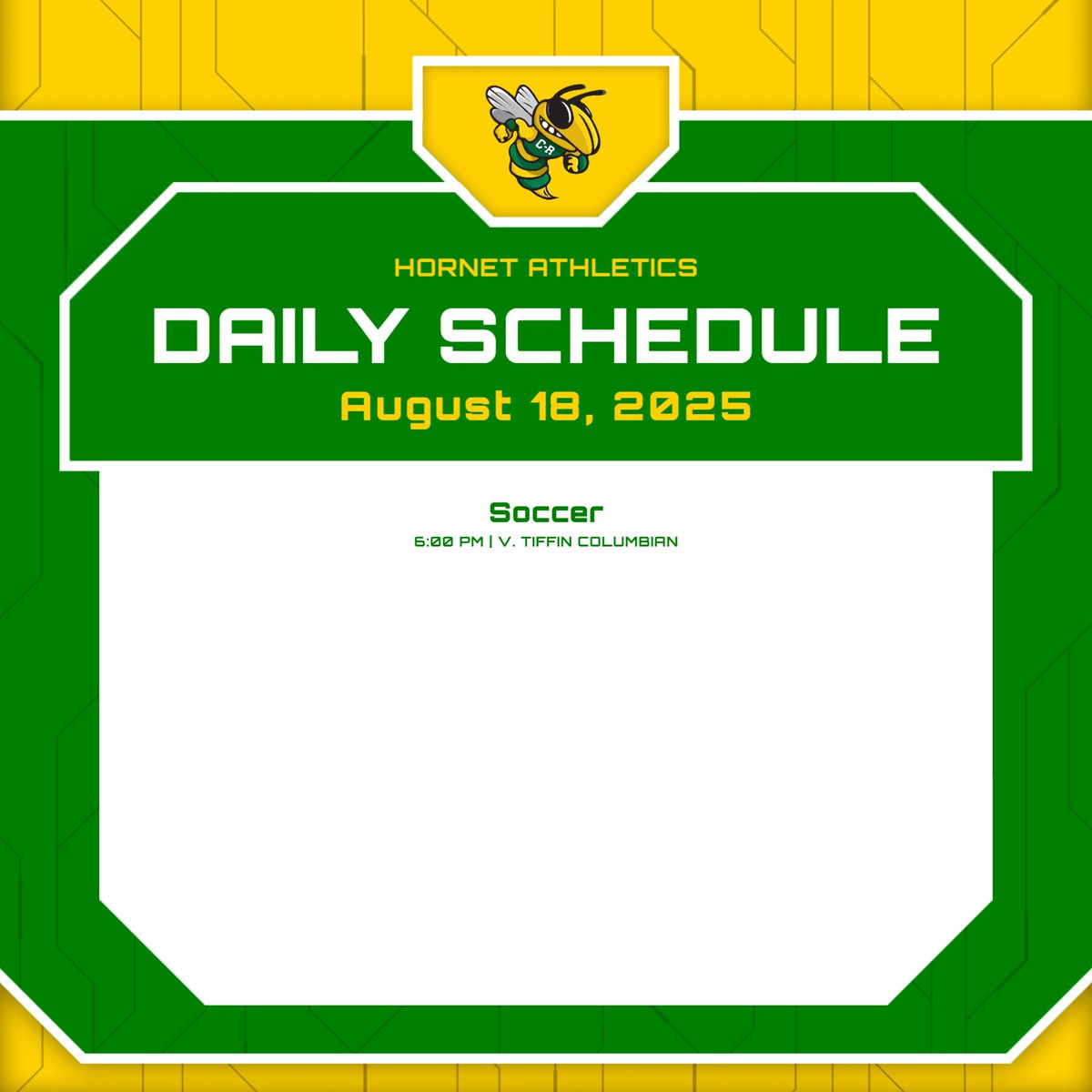 Soccer kicks off their season at home this evening against Tiffin Columbian! Come out and support the Hornets at 6 PM!