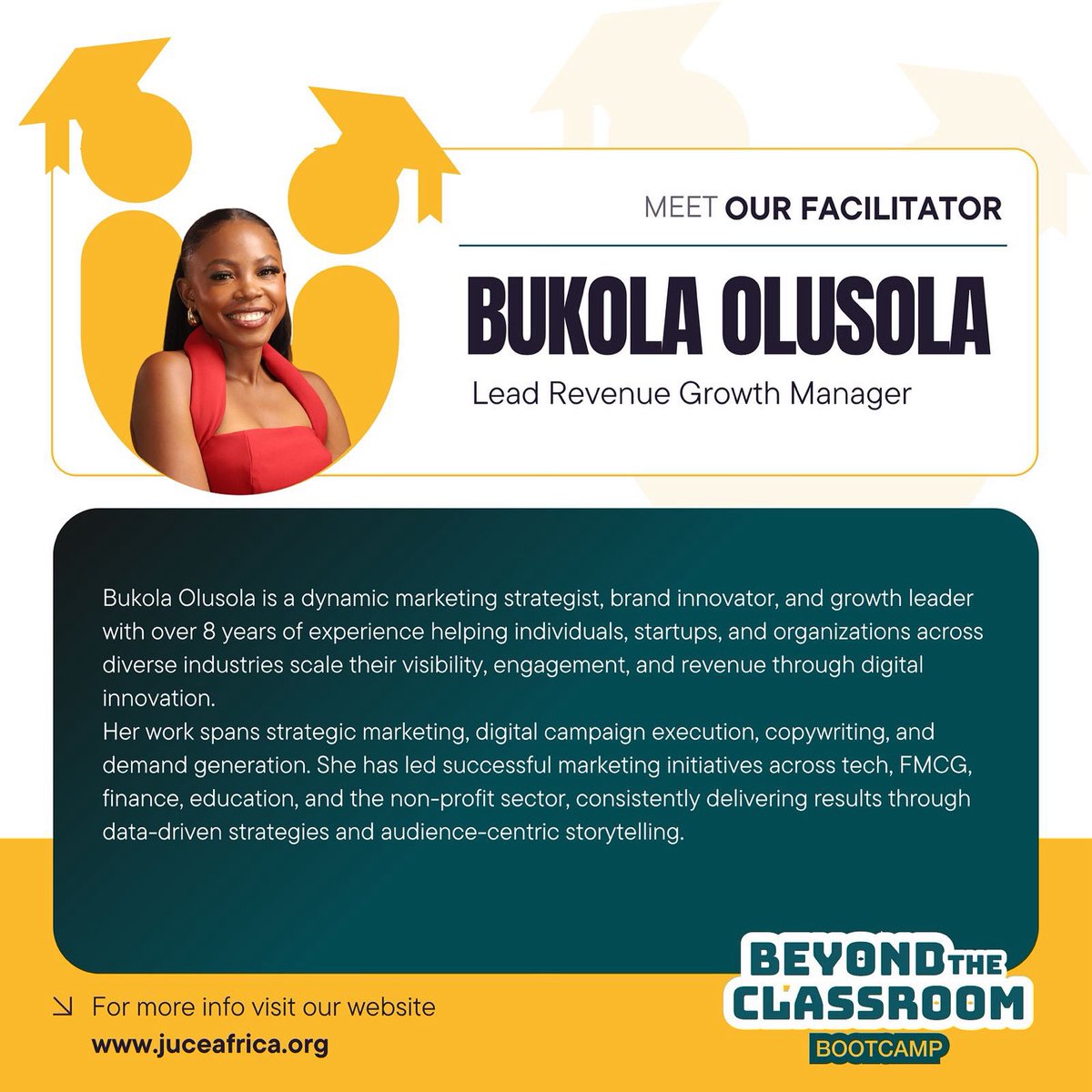 ‘If you just communicate, you can get by. But if you communicate skillfully, you can work miracles.’ 

The art of skillful communication is one most important skills in the world today! JuCE mentor, Bukola, will equip bootcamp