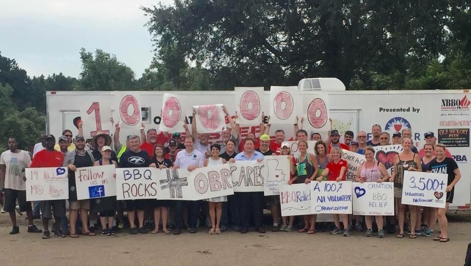 OpBBQRelief's tweet photo. Louisiana, We Remember.
9 years ago, floods devastated Hammond & Baton Rouge.
In 13 days, OBR served 313,587 hot meals—& our 1 millionth meal.
We’ve since served 13M meals nationwide, but we’ll never forget where we came from.
#OperationBBQRelief #HealingPowerofBBQ #WhyWeBBQ https://t.co/a10AGfq2bG