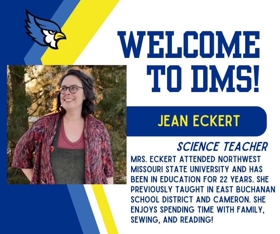 dmsbluejays's tweet photo. We’re excited to have some phenomenal teachers joining DMS this year! Stay tuned as we introduce more new staff members later this week #DMSLeads #DestinationDMS https://t.co/1mlejZIrJ5