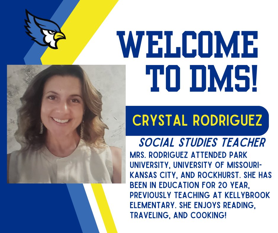dmsbluejays's tweet photo. We’re excited to have some phenomenal teachers joining DMS this year! Stay tuned as we introduce more new staff members later this week #DMSLeads #DestinationDMS https://t.co/1mlejZIrJ5