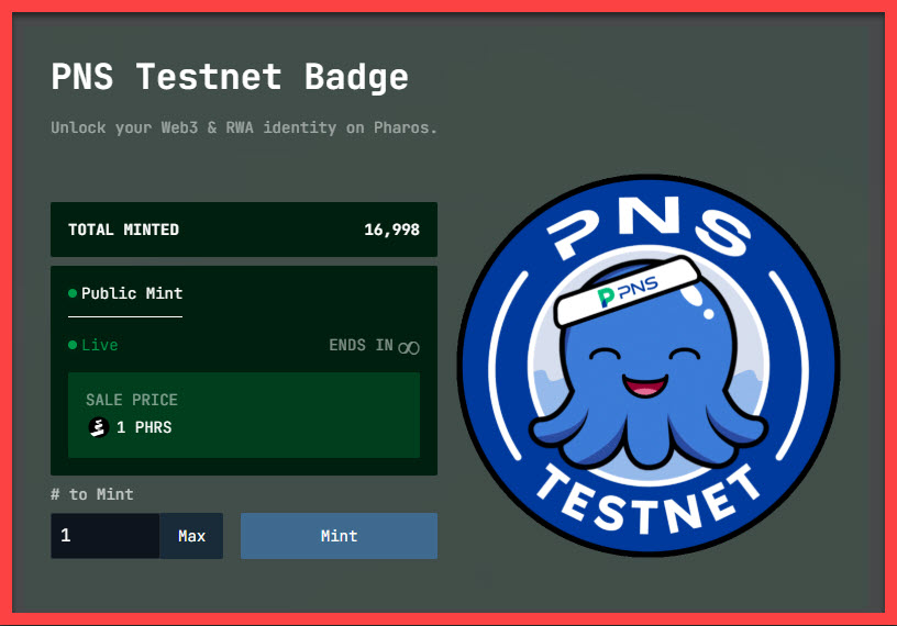 duta_crypto's tweet photo. Klaim nft baru dr airdrop @pharos_network bang, "PNS Testnet Badge". Monggo.

- https://t.co/G18eG2Z1kQ
- Hubungkan wallet
- Mint nft

Fee mint nft butuh 1 $PHRS. Jika belum punya, silahkan klaim faucetnya di https://t.co/6aKALAsx40