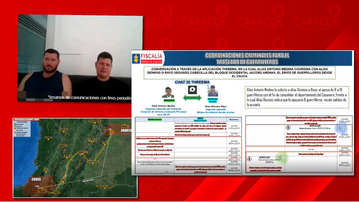 ÚltimaHoraCaracol (@ultimahoracr) on Twitter photo #UnidadInvestigativaCaracolRadio | Soldados del Ejército Nacional (<a href="/COL_EJERCITO/">Ejército Nacional de Colombia</a>) habrían transportado disidentes FARC de ‘Iván Mordisco’ desde el Cauca hasta Arauca para fortalecer a ese grupo armado en el oriente del país.
Según la declaración de un testigo, los uniformados #UnidadInvestigativaCaracolRadio | Soldados del Ejército Nacional (<a href="/COL_EJERCITO/">Ejército Nacional de Colombia</a>) habrían transportado disidentes FARC de ‘Iván Mordisco’ desde el Cauca hasta Arauca para fortalecer a ese grupo armado en el oriente del país.
Según la declaración de un testigo, los uniformados