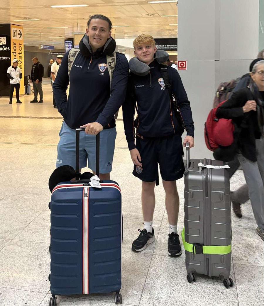 The boys have arrived 🛬🇧🇷

Roosters Jayden Crellin and Reece Schofield have landed in Brazil to represent <a href="/ManMetUni/">Manchester Metropolitan Uni</a> 🏉on tour. 

Enjoy the experience and good luck 🙌🐔