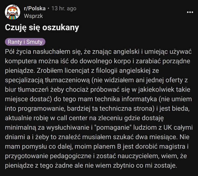 praca angielski komputery rant reddit